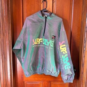 Vintage Surf Style wind breaker  - Iridescent Green and Purple